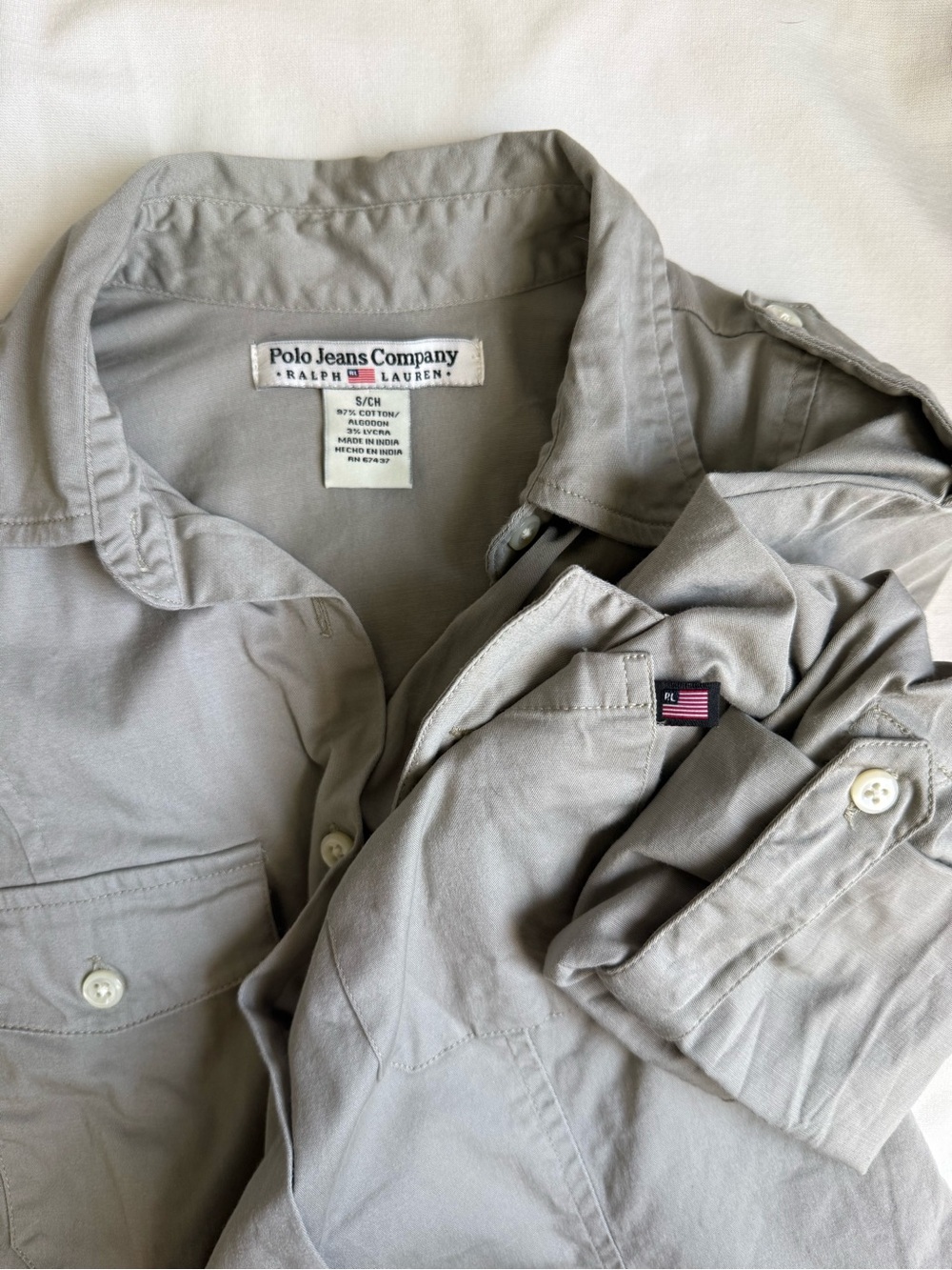 VTG Kids Polo Jeans Company by Ralph Lauren Light Gray Button-Down Shirt
